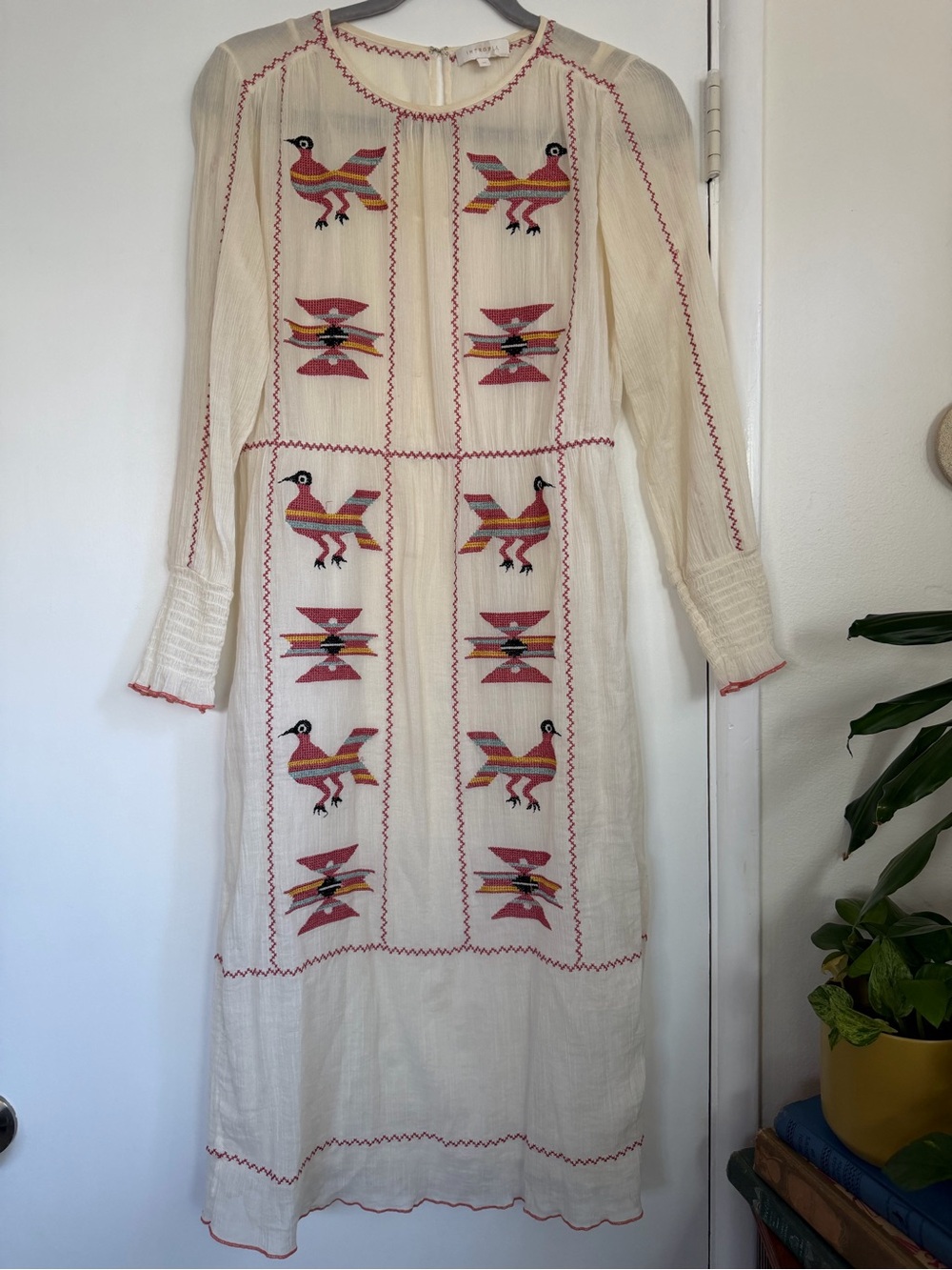 Intropia Embroidered Bird Midi Dress